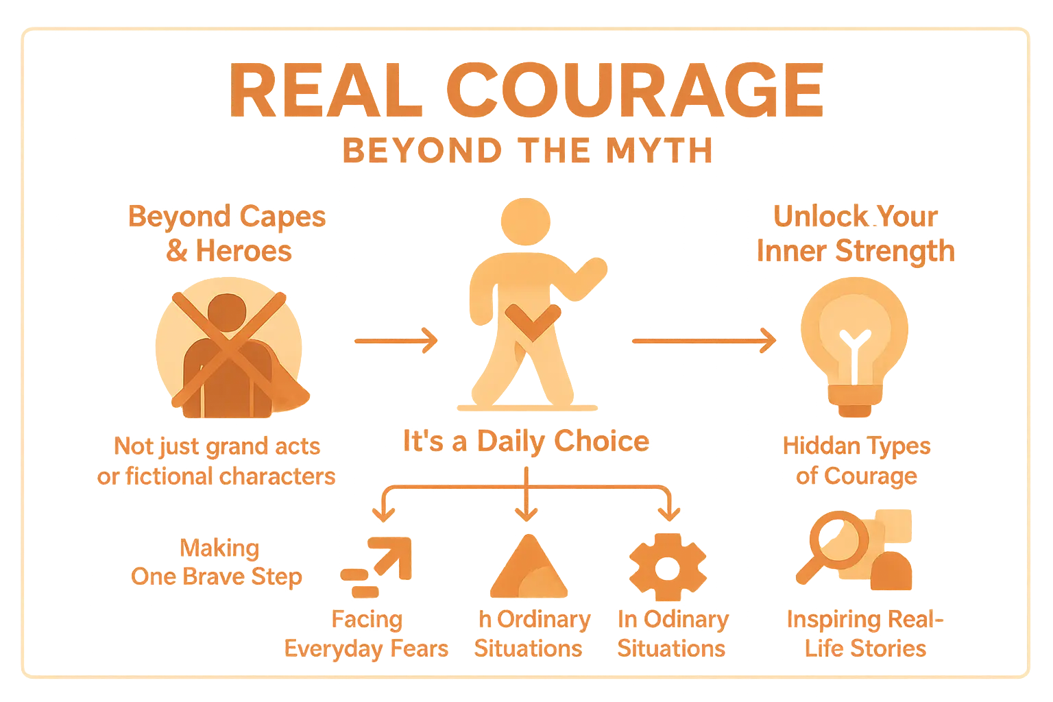 Real courage concept illustration showing everyday bravery moments