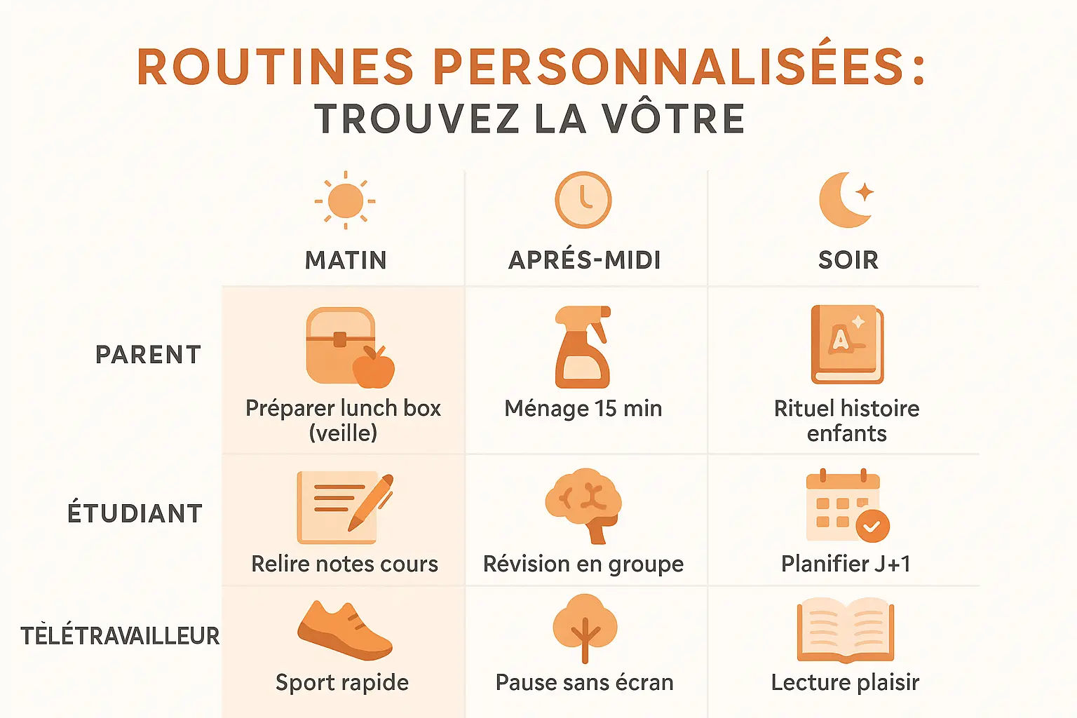 Illustration des routines personnalisées