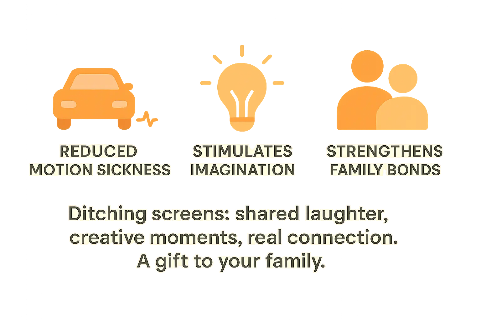 Family playing screen-free games in a car