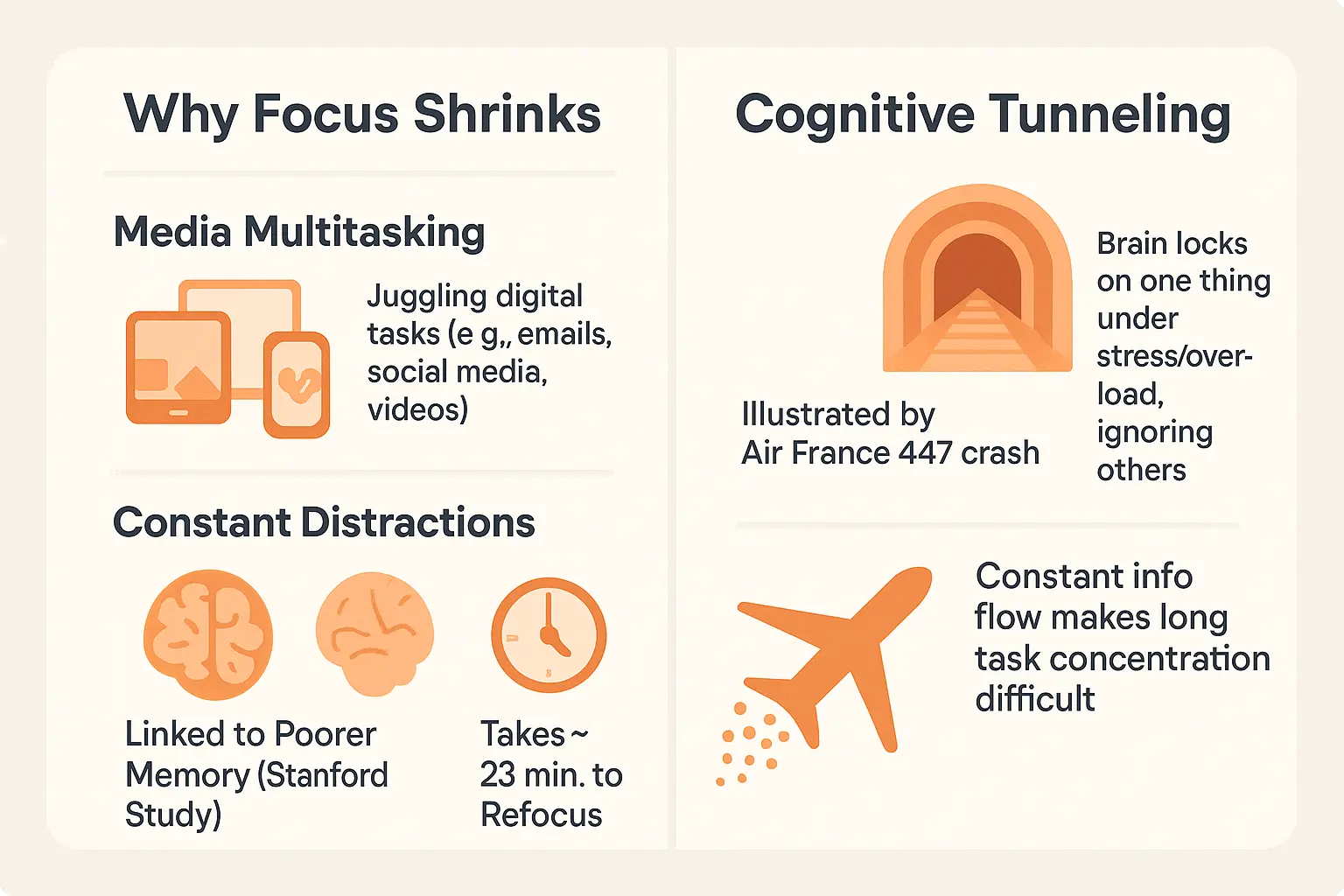 Short Attention Span Stories: Custom Kids’ WhatsApp Tales 2 Visual representation of cognitive tunneling and attention span reduction