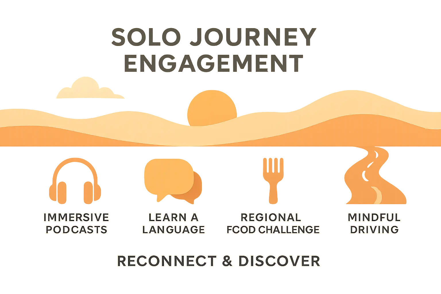 Solo traveler enjoying immersive podcasts during a scenic drive