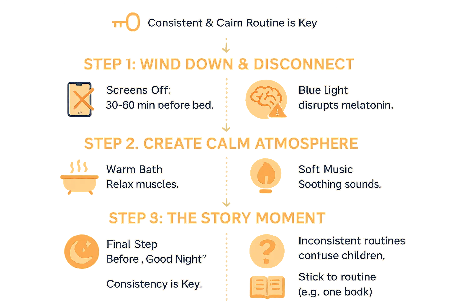 Bedtime stories for toddlers: Bonding, learning, and magic 5 Step-by-step visual guide illustrating Soothing bedtime routine steps with clear methodology for bedtime stories for toddlers creation and family engagement