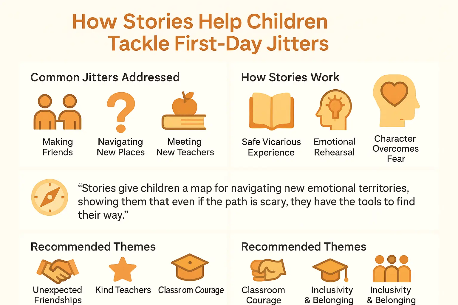 First-day jitters infographic showing emotional mapping through stories
