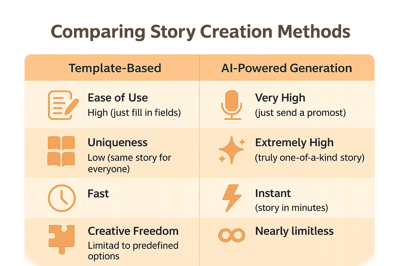 Story creation methods comparison
