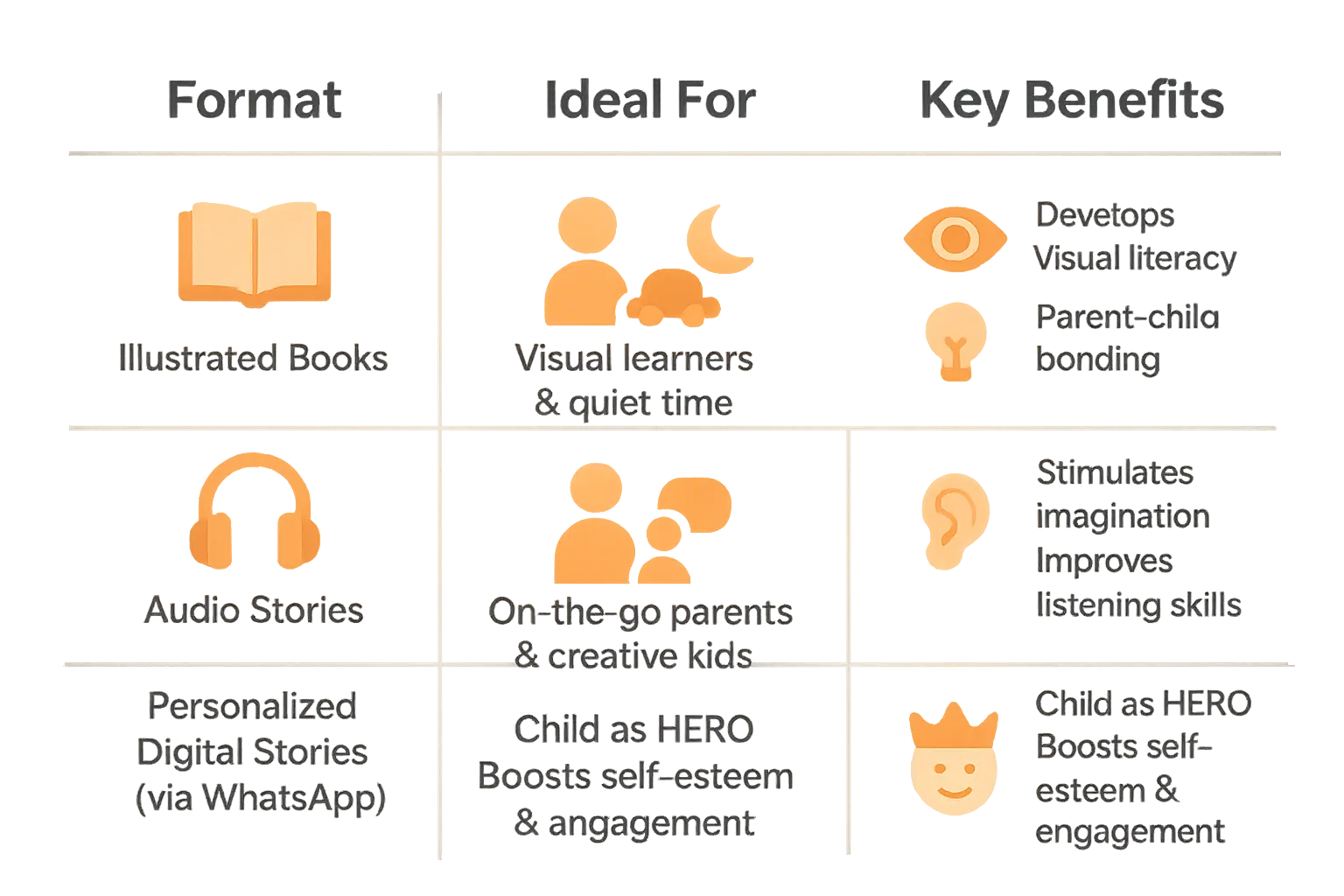 Story formats for children visual guide