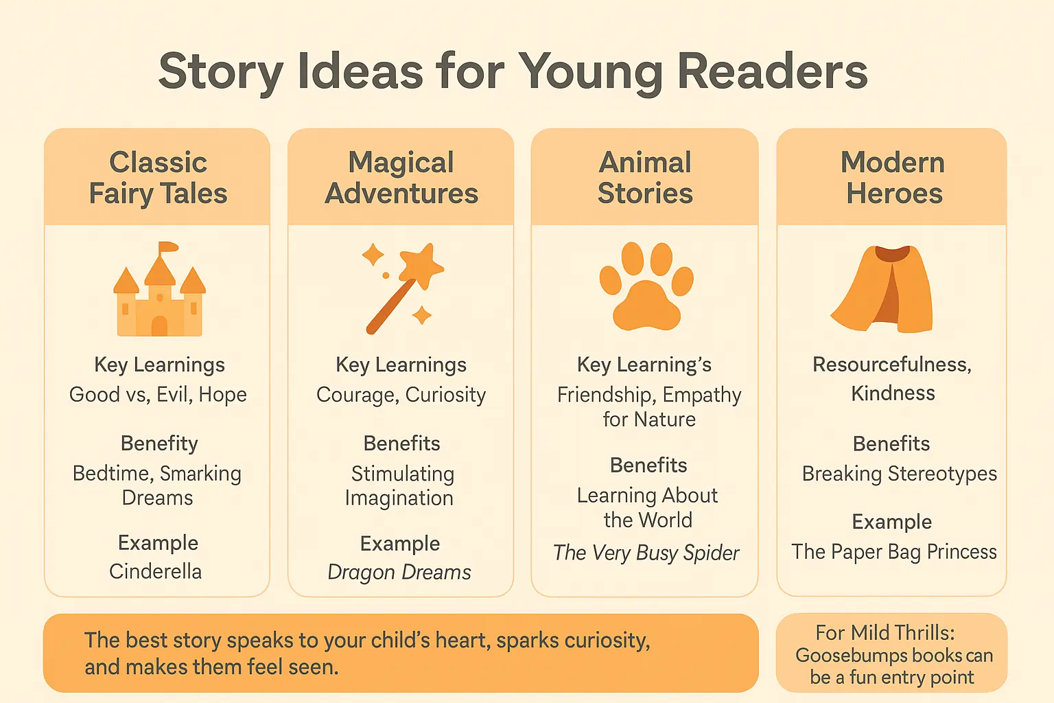 Illustration of story ideas for young readers
