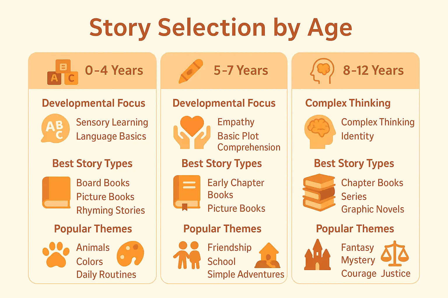 Age-based story selection visual guide