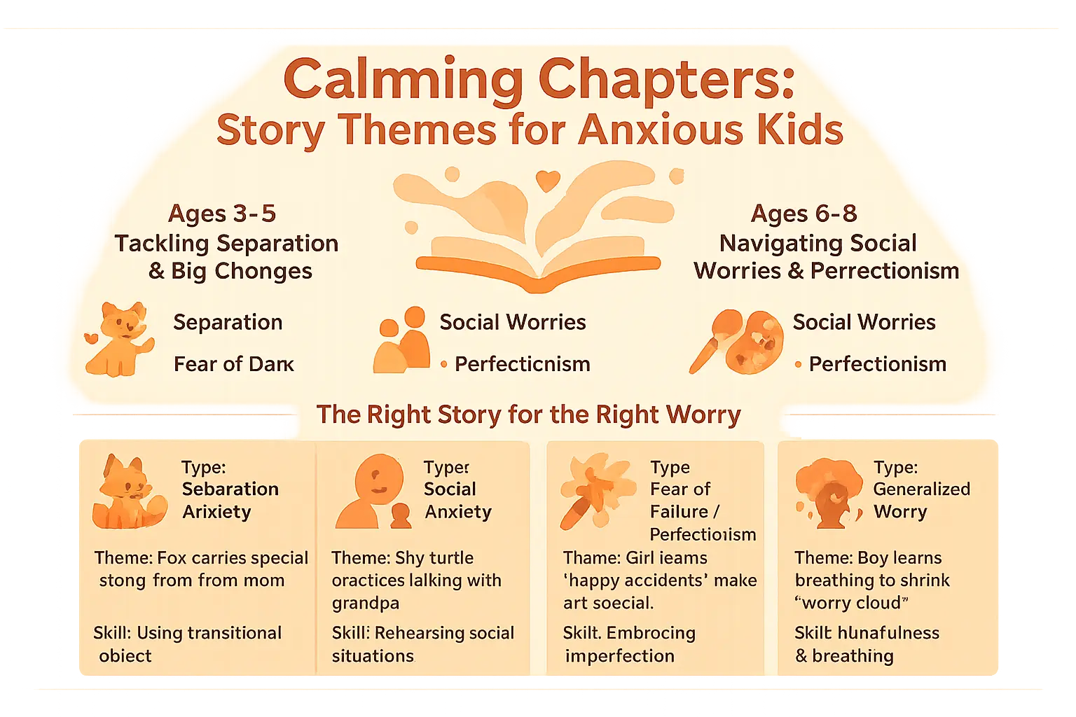 Custom whatsapp stories for anxious kids to ease worries 3 Illustration of children's story themes for anxiety