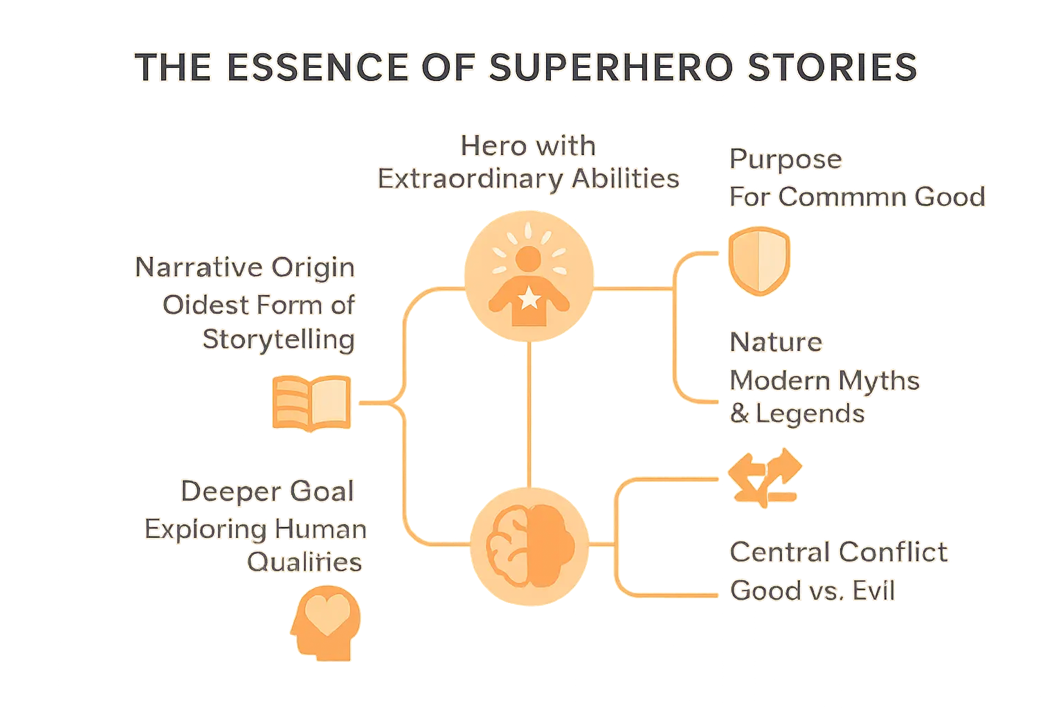 Superhero stories essence illustration