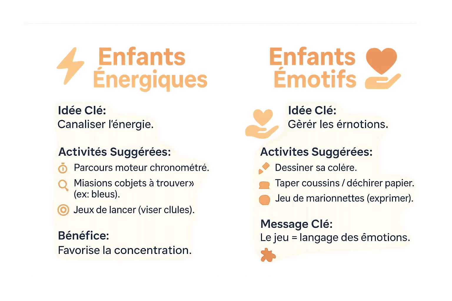 Illustration des différents tempéraments d'enfants de 3 ans