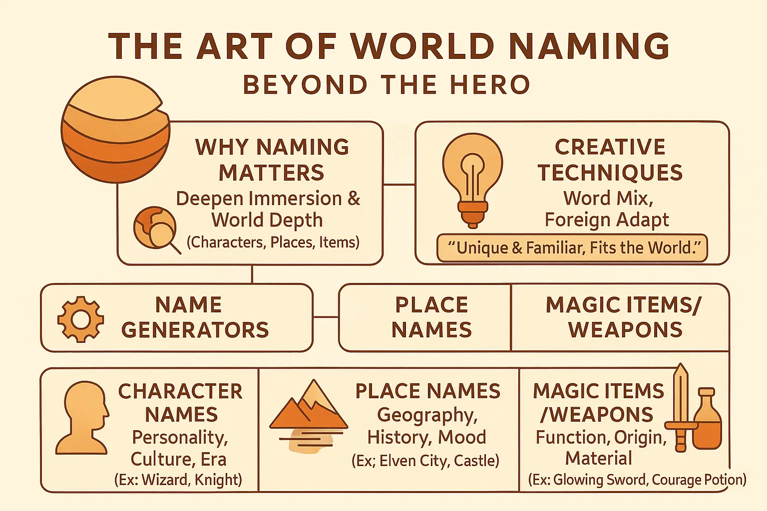 Story world naming illustration