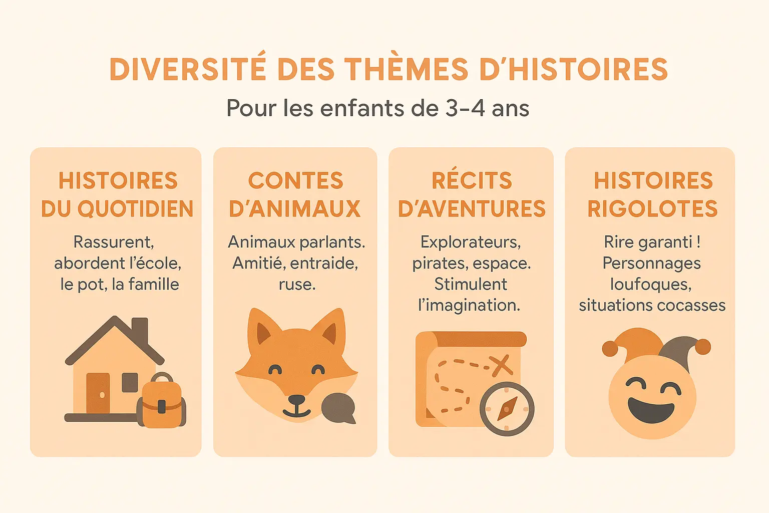 Illustration des thèmes d'histoires pour enfants de 3 à 4 ans