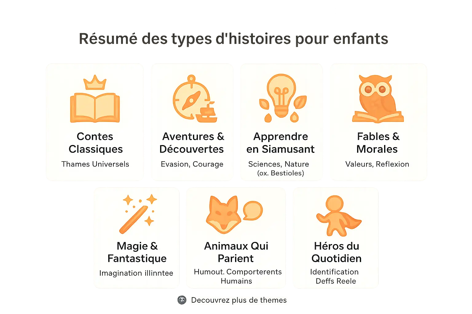 Infographie sur les types d'histoires pour enfants