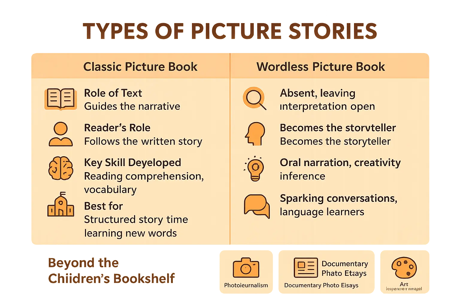 Comparison of classic picture books and wordless picture books