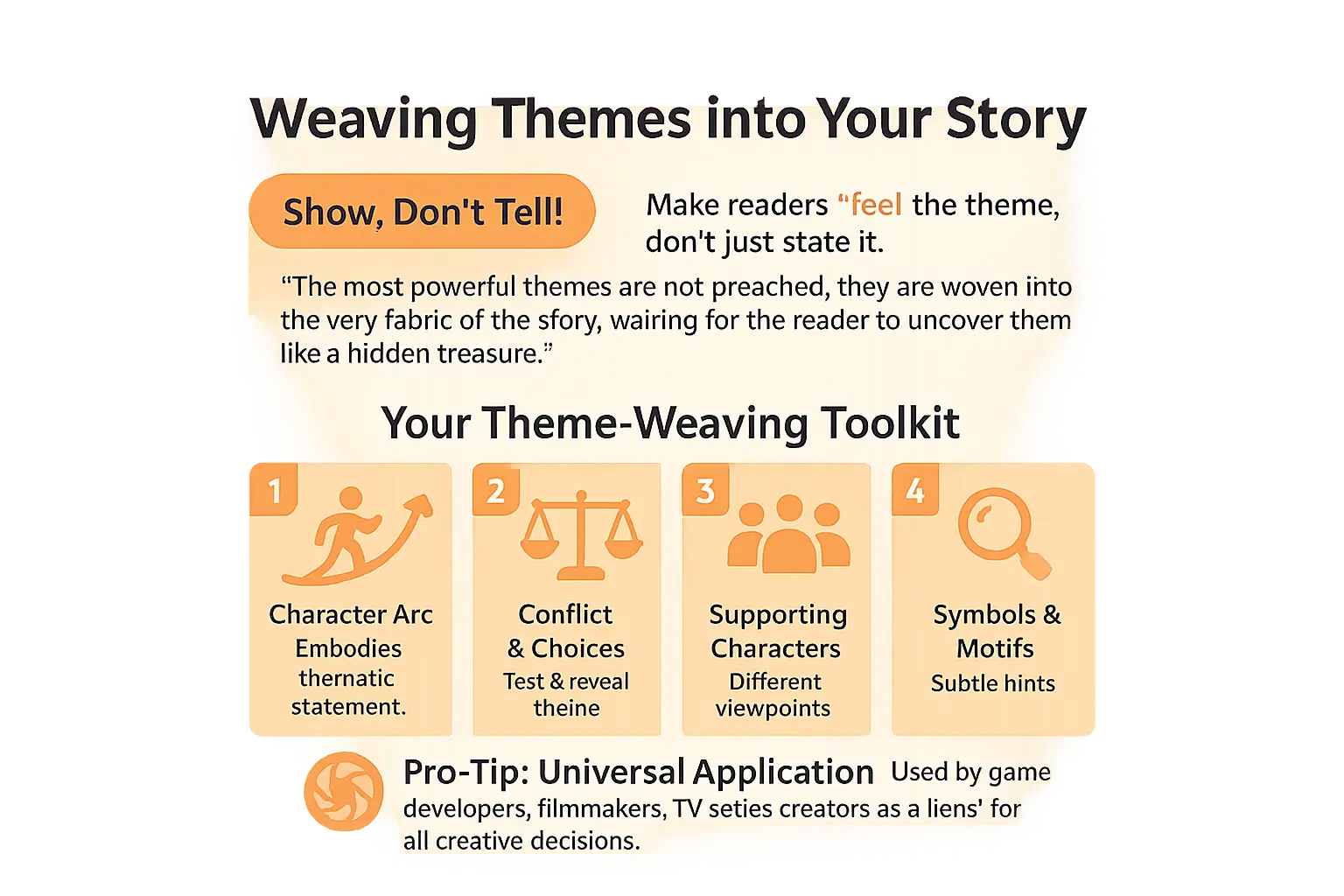 Theme weaving in storytelling