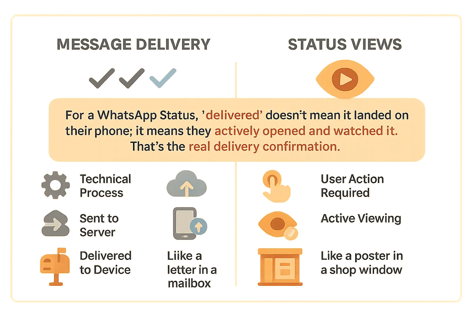 WhatsApp Message Delivery vs Status Views