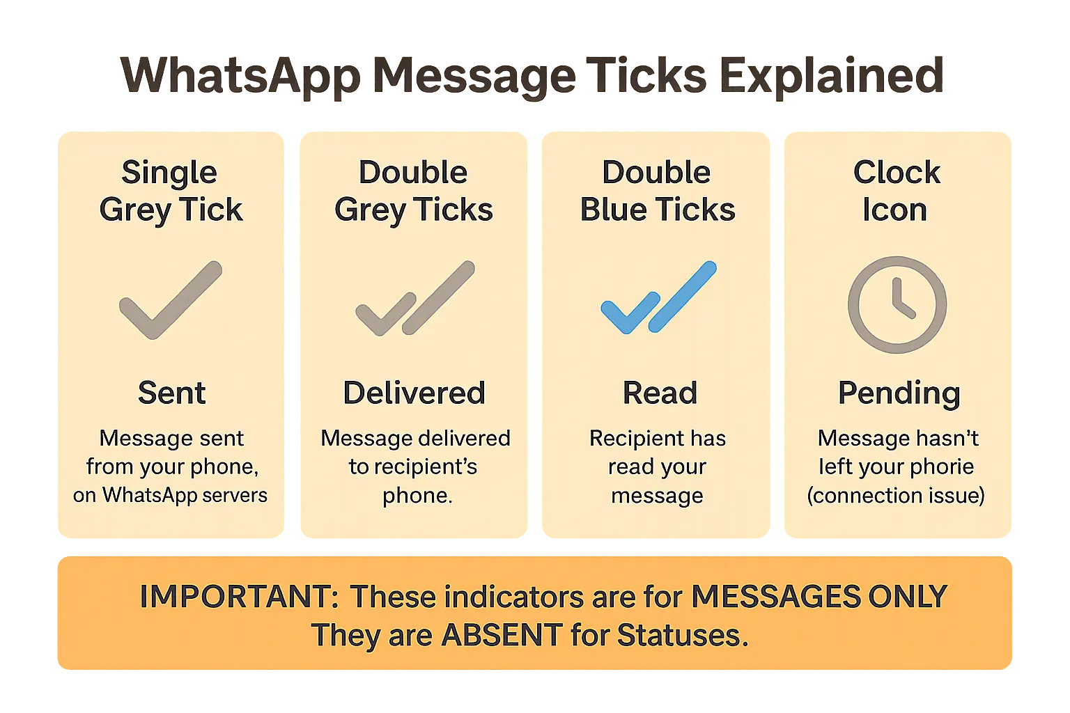WhatsApp message delivery ticks explained visually