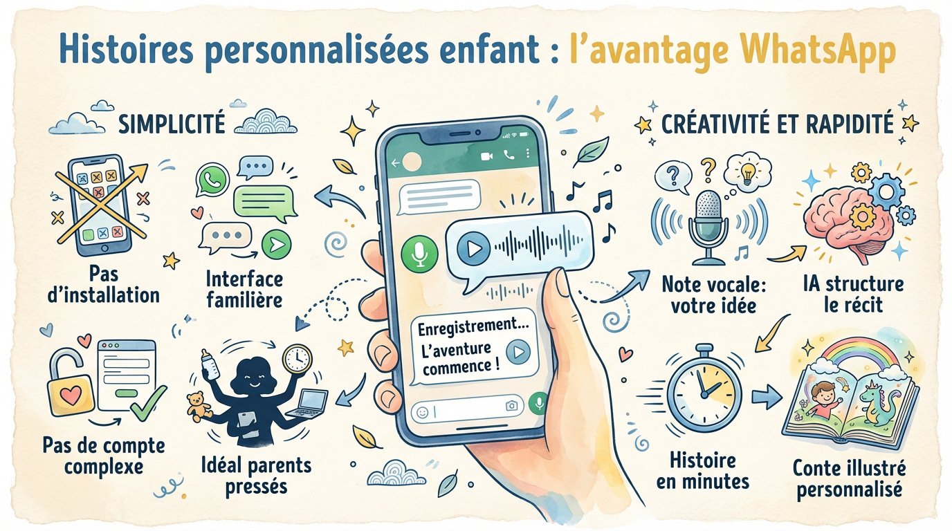 Créez une histoire personnalisée enfant sur WhatsApp 1 Parent utilisant WhatsApp pour créer une histoire personnalisée pour son enfant