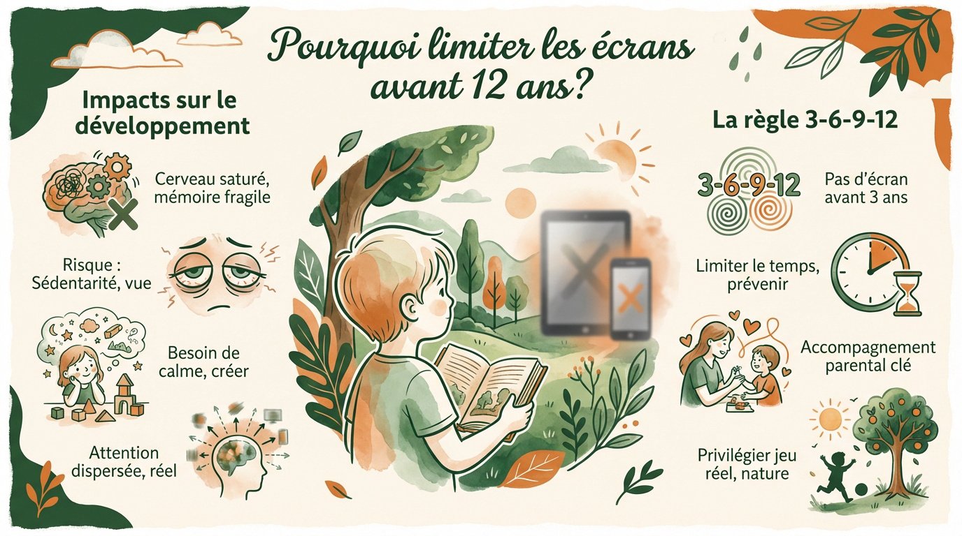 Infographie sur les recommandations de limitation des écrans pour les enfants selon l'âge