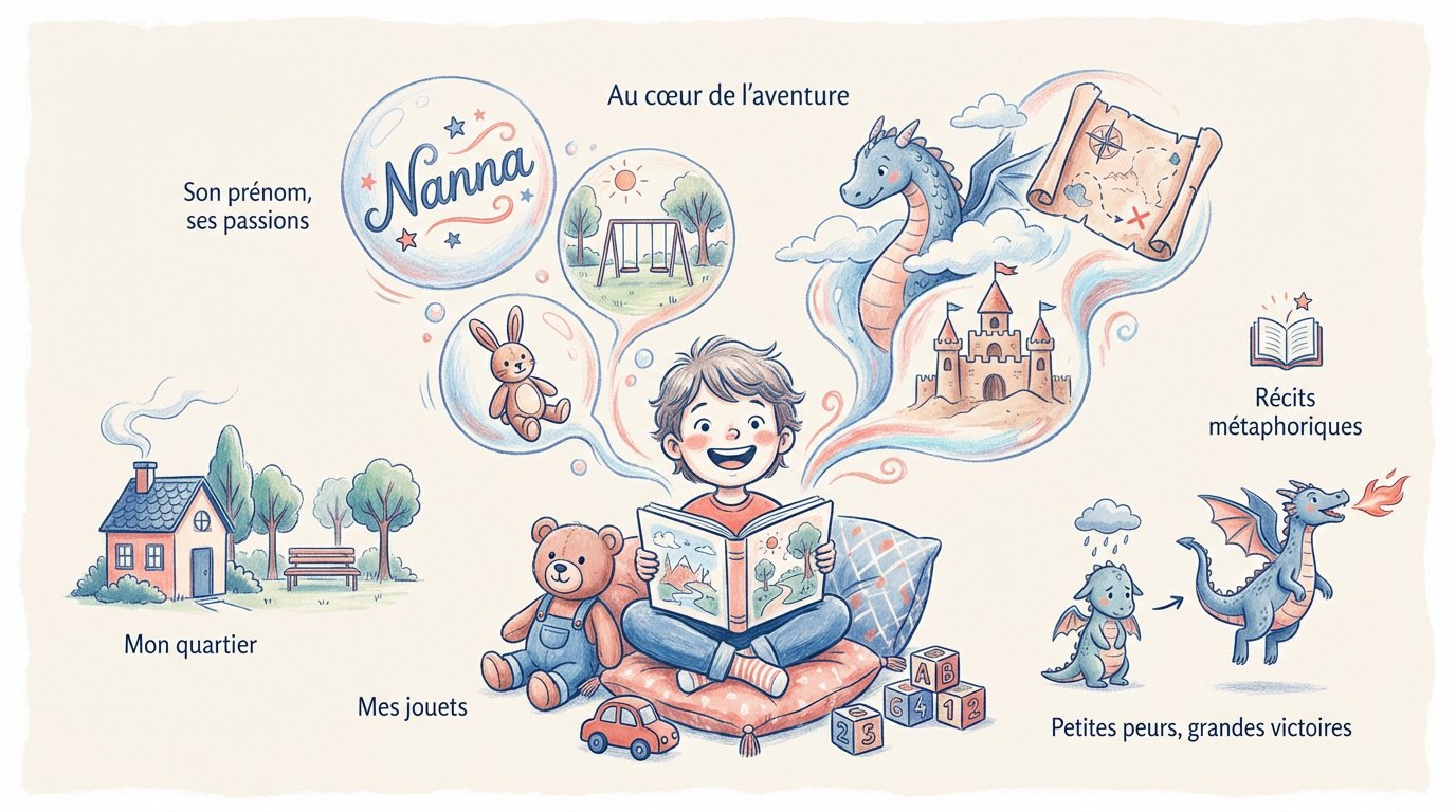 L'histoire d'un soir : l'art de créer des contes sur mesure 2 Enfant rêveur s'imaginant héros d'un conte fantastique