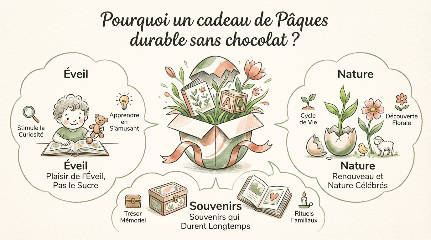 Enfant découvrant un livre personnalisé au milieu des fleurs de printemps