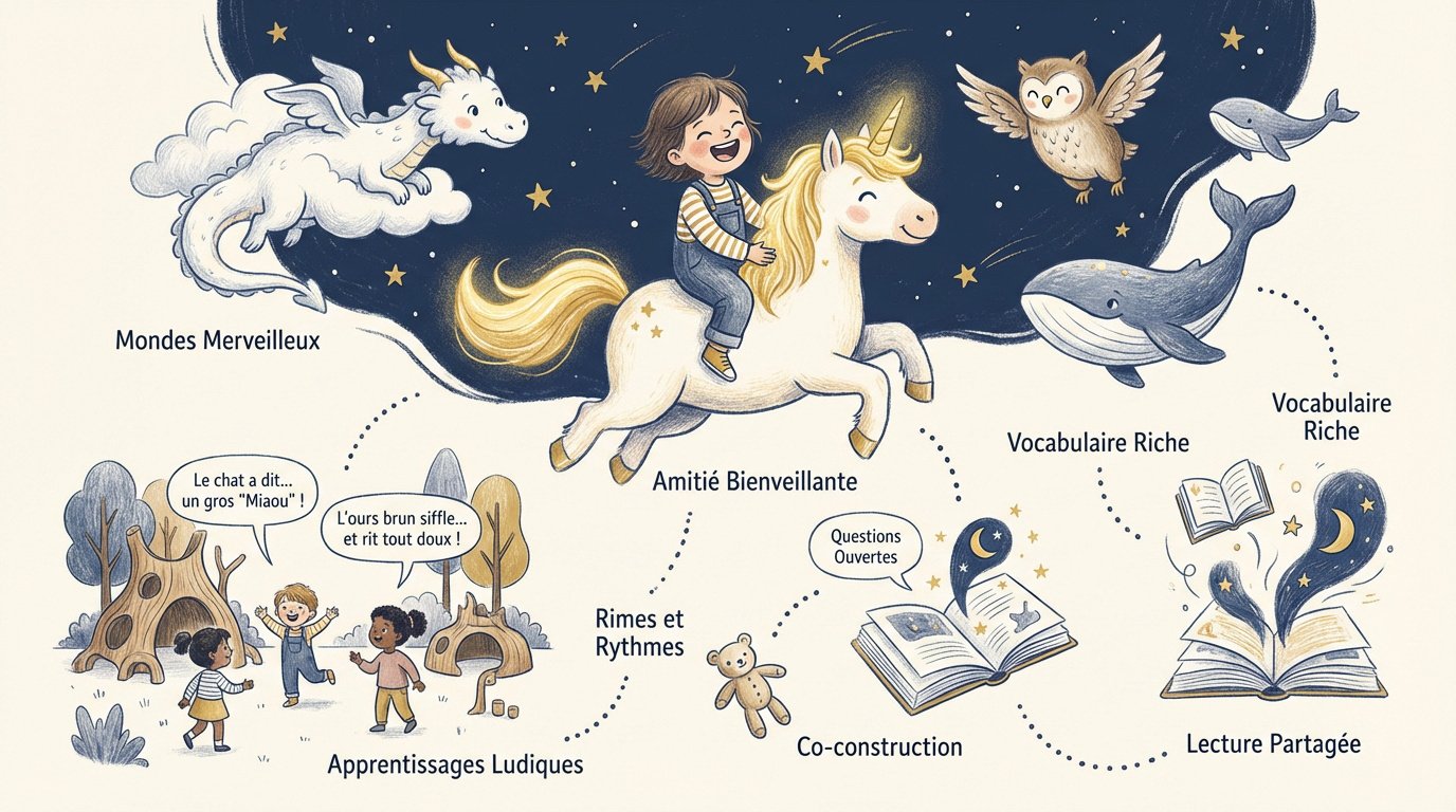 Histoire du soir : le guide pour rassurer et émerveiller 2 Enfant qui rêve et imagine des aventures fantastiques durant l'histoire du soir