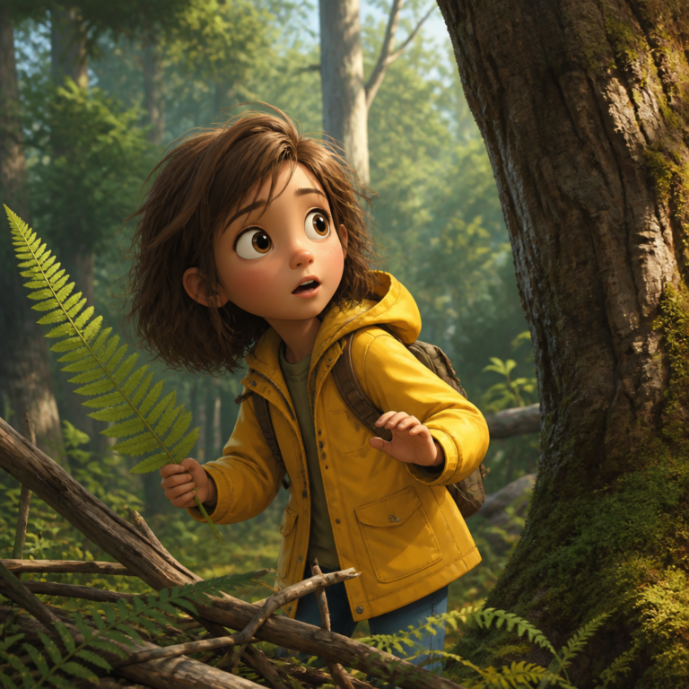 Illustration: Jade builds her fern den at the bottom of the big green garden