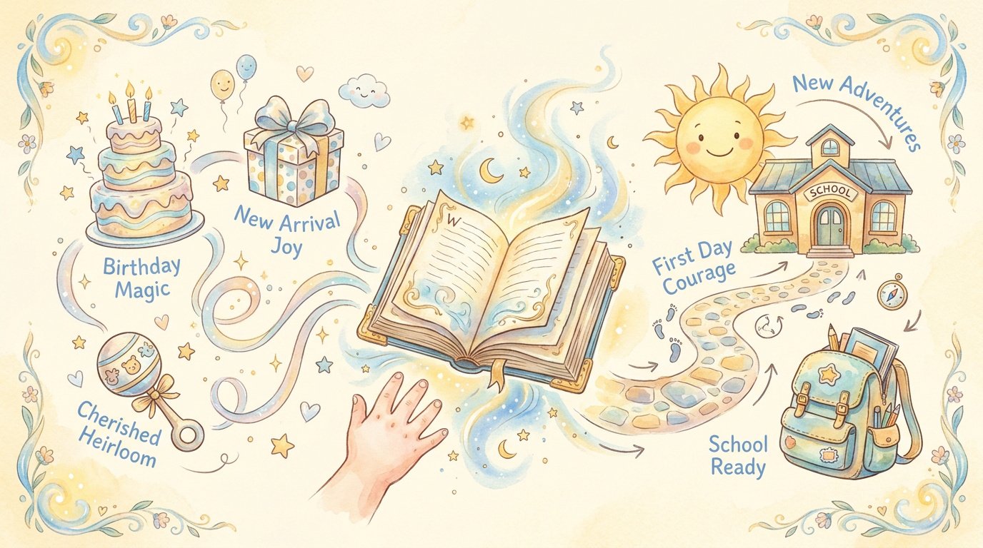 Create a personalized children's book for your little hero 3 Child celebrating a milestone with a personalized storybook