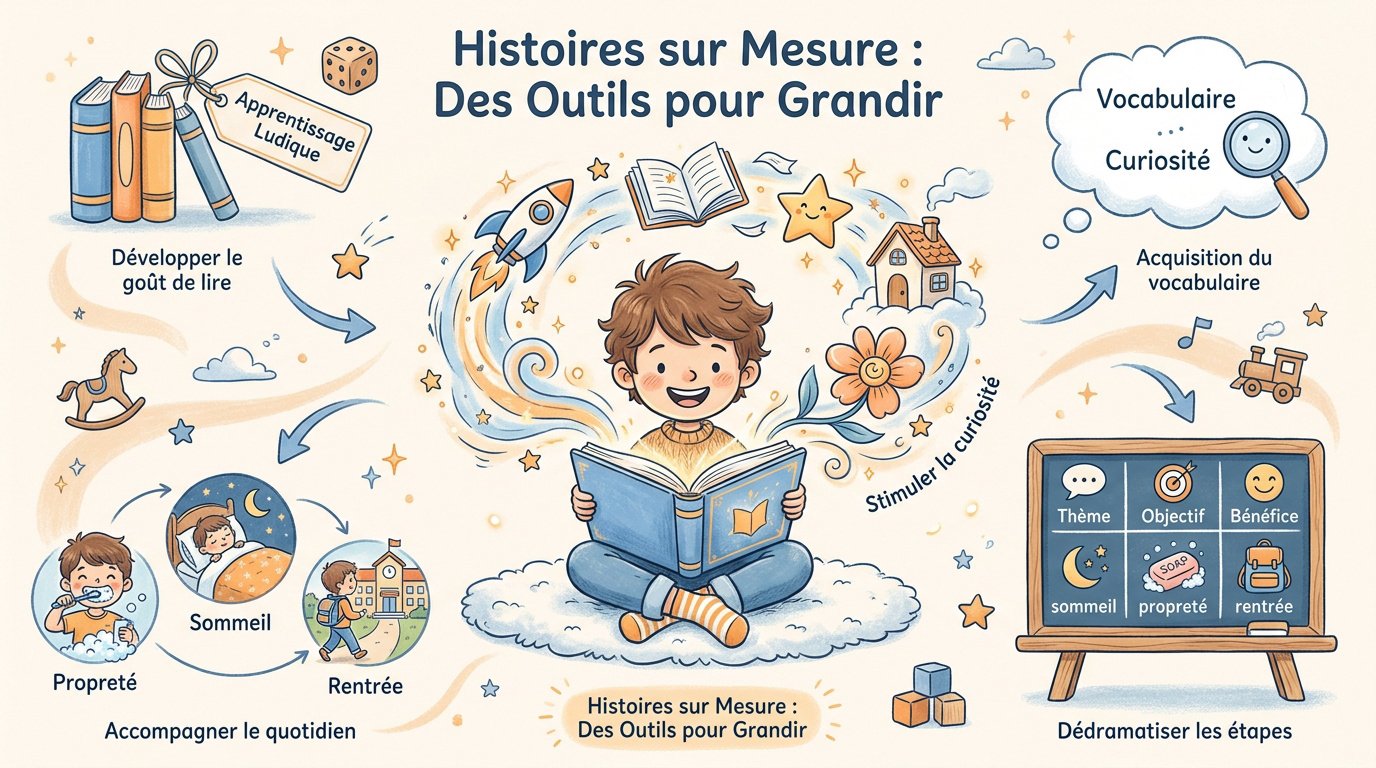 Livre personnalisé enfant : l'aventure dont il est le héros 2 Enfant heureux lisant son livre personnalisé TellMeStories