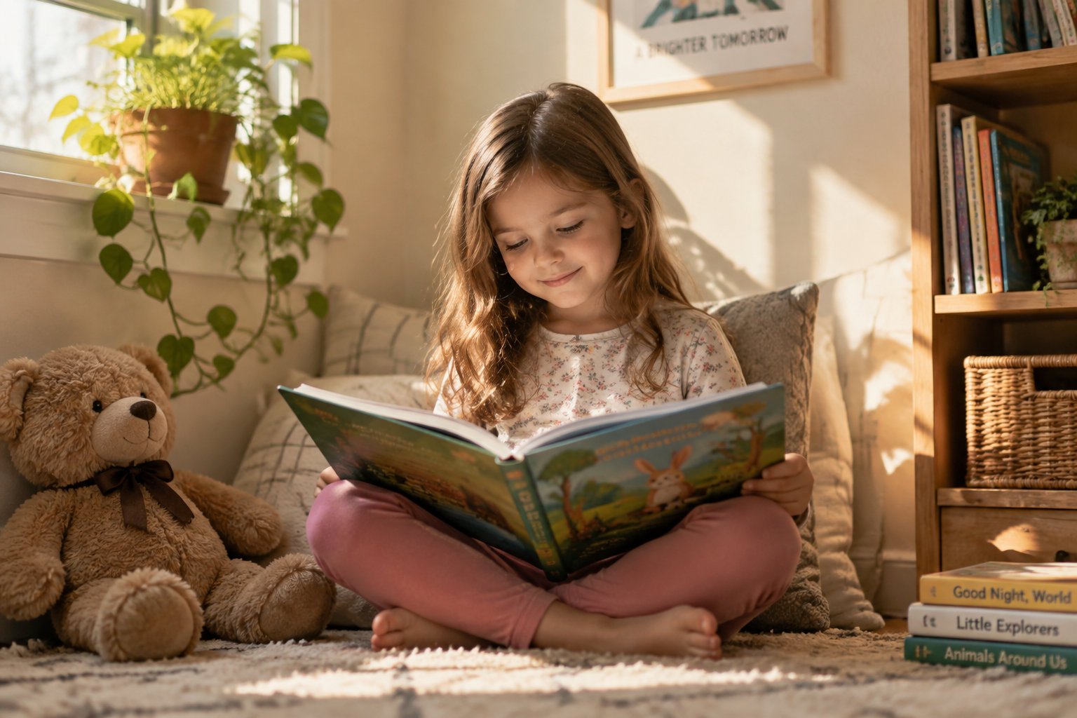 How to improve child attention span without screens naturally 3 A child enjoying a quiet moment while looking at a picture book.