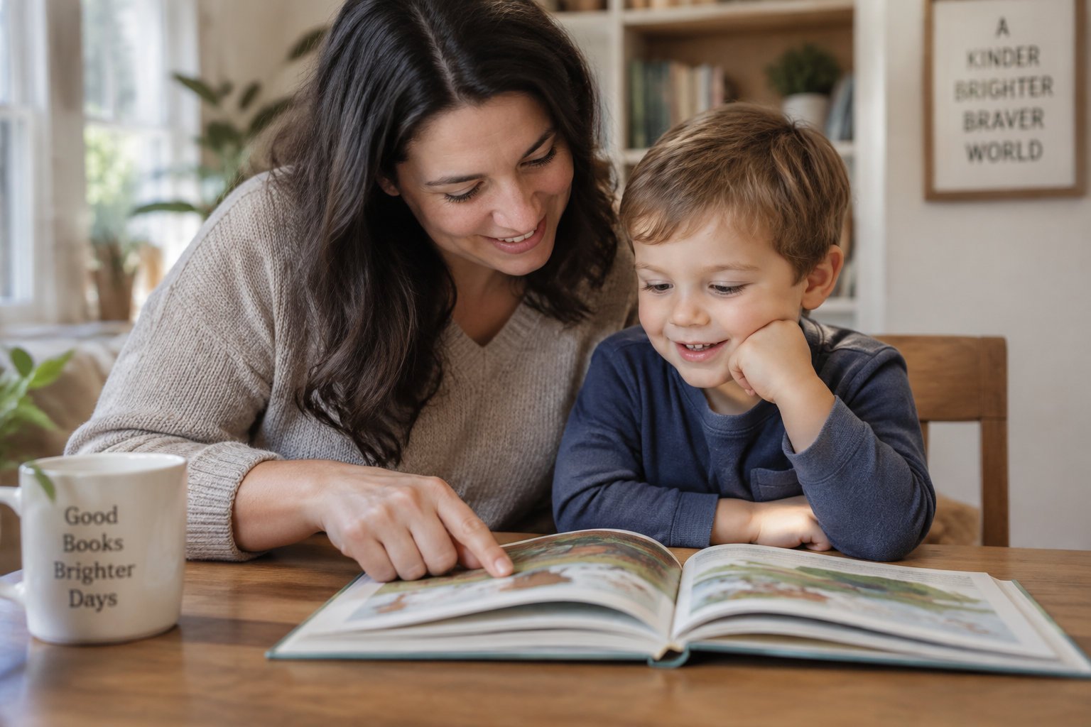 How to improve child attention span without screens naturally 5 A supportive parent guiding a child through a task at a small table.