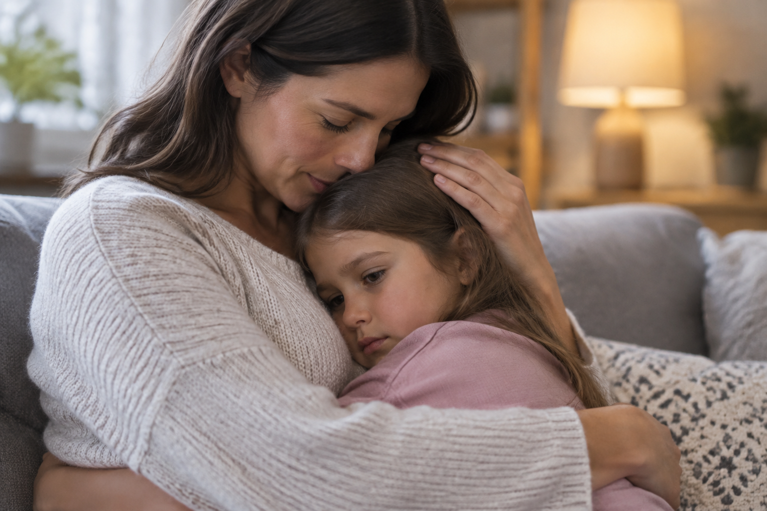 How to help a child with separation anxiety 2 A parent hugging a young child in a calm, reassuring moment