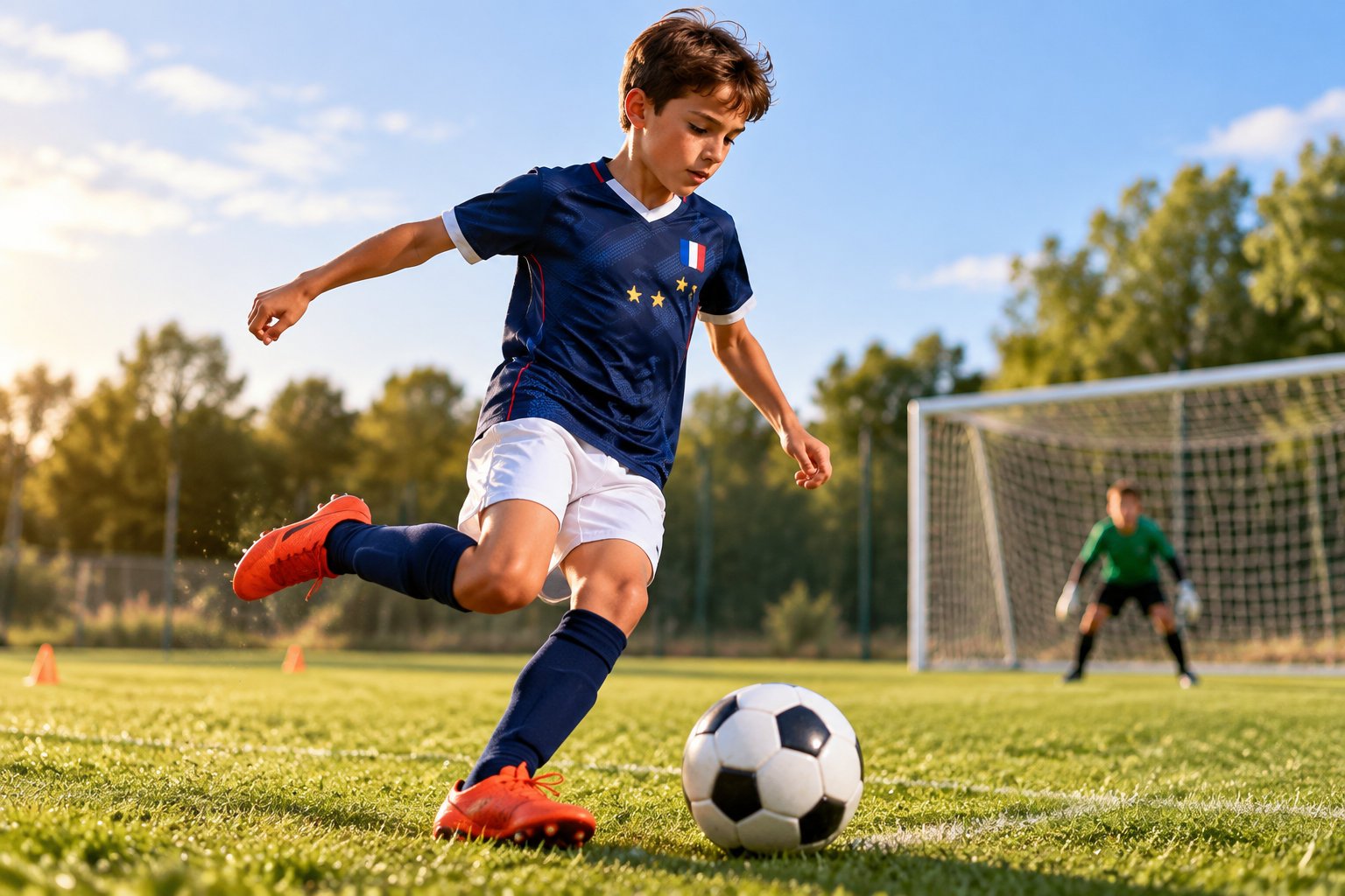 A children's football shirt personalized with a player's name and number.